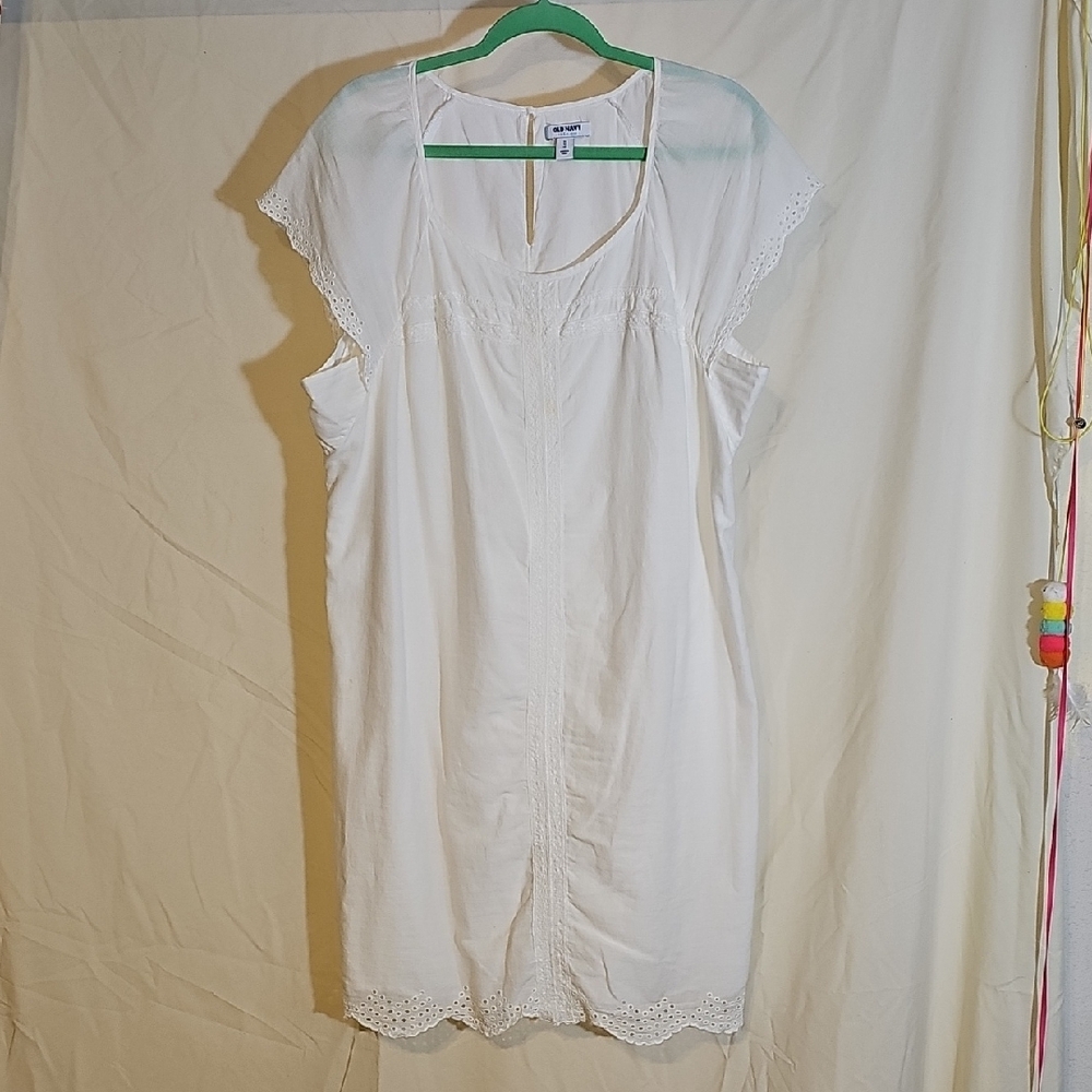 Old Navy Cream Dress with Eyelet Detail